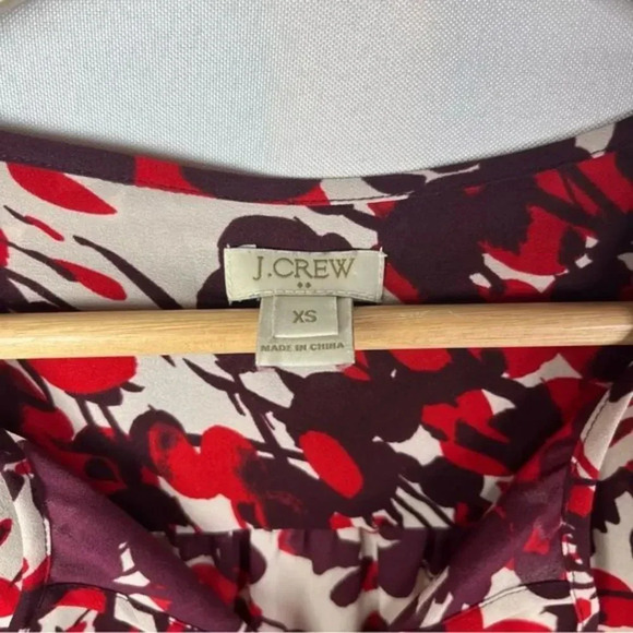 J. Crew Red Poppy Floral Print Long Sleeve Blouse XS - Picture 4 of 4